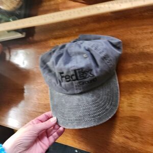 FedEx Ground Employee Uniform Hat Cap Grey Adjustable Snapback 100% Cotton
